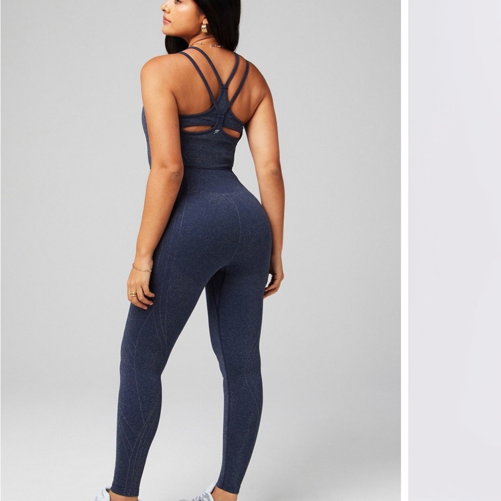 Fabletics Shimmering Navy Blue Seamless Jumpsuit NWTs - Picture 6 of 13
